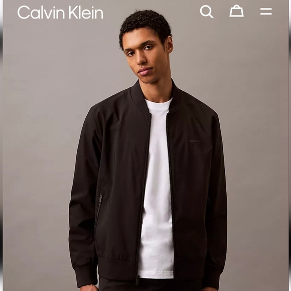 Calvin Klein CK Bomber Zip Black Jacket - Picture 2 of 11